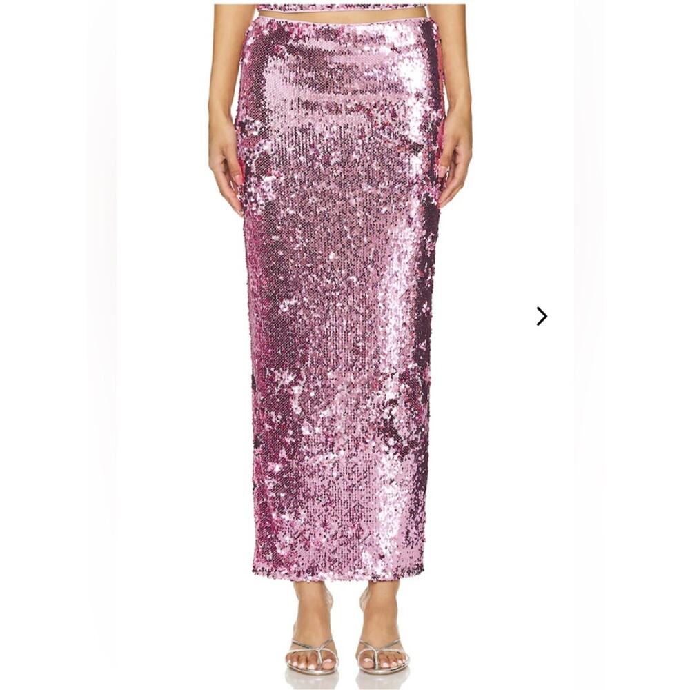 NWT Lovers‎ + Friends X Bridget Lilian skirt  pink sequin maxi sz M